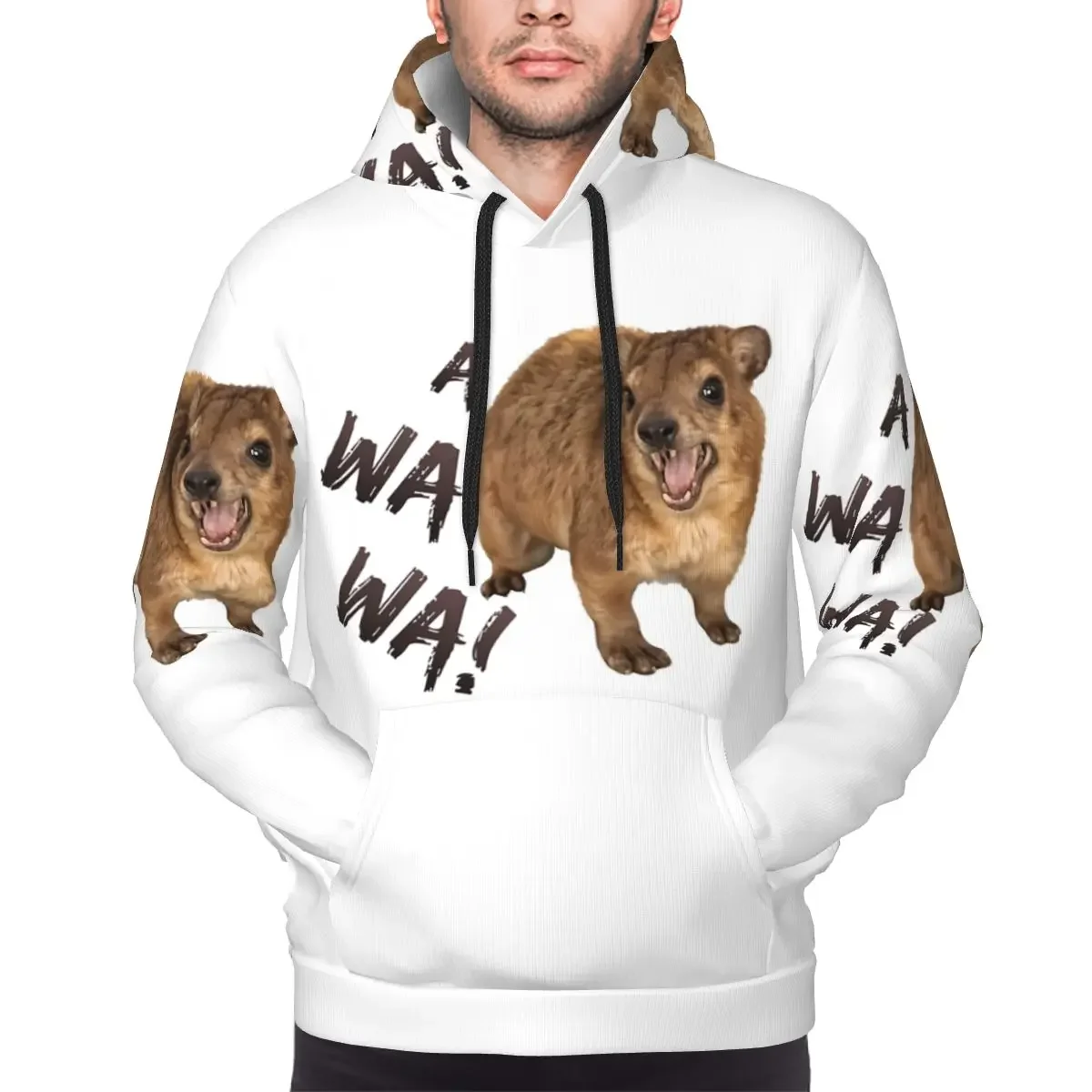 Awawa Angry Screaming Rock Hyrax Meme Hoodies Harajuku Pullover Autumn Winter Men's Women's Sweatshirt Long Sleeve Tops