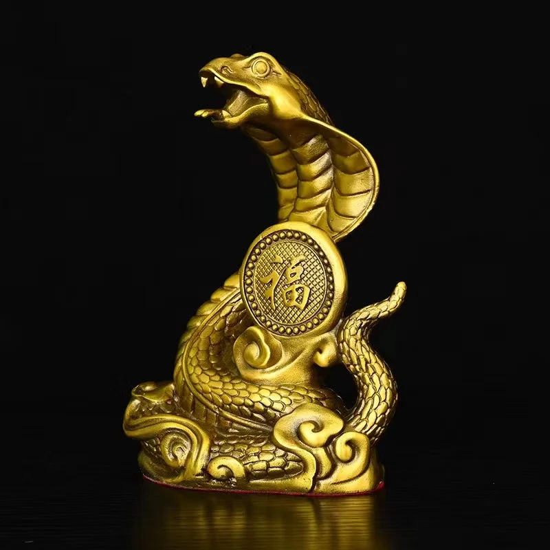 Old Chinese hand-made  copper cobra sends good luck statue,Free shipping