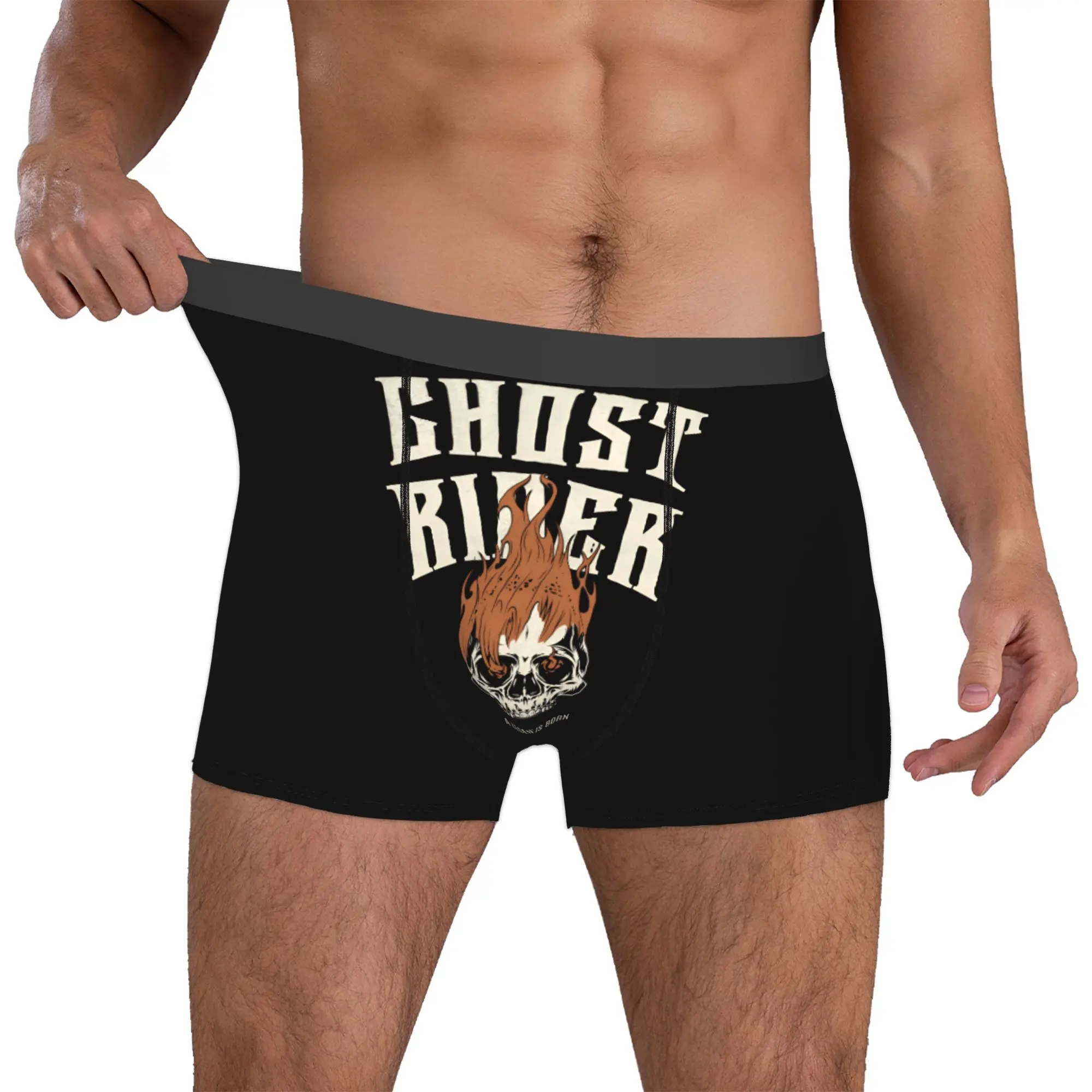 

Custom Male Cool Ghosts Anime Riders Underwear Blazing Skull Boxer Briefs Breathable Shorts Panties Underpants