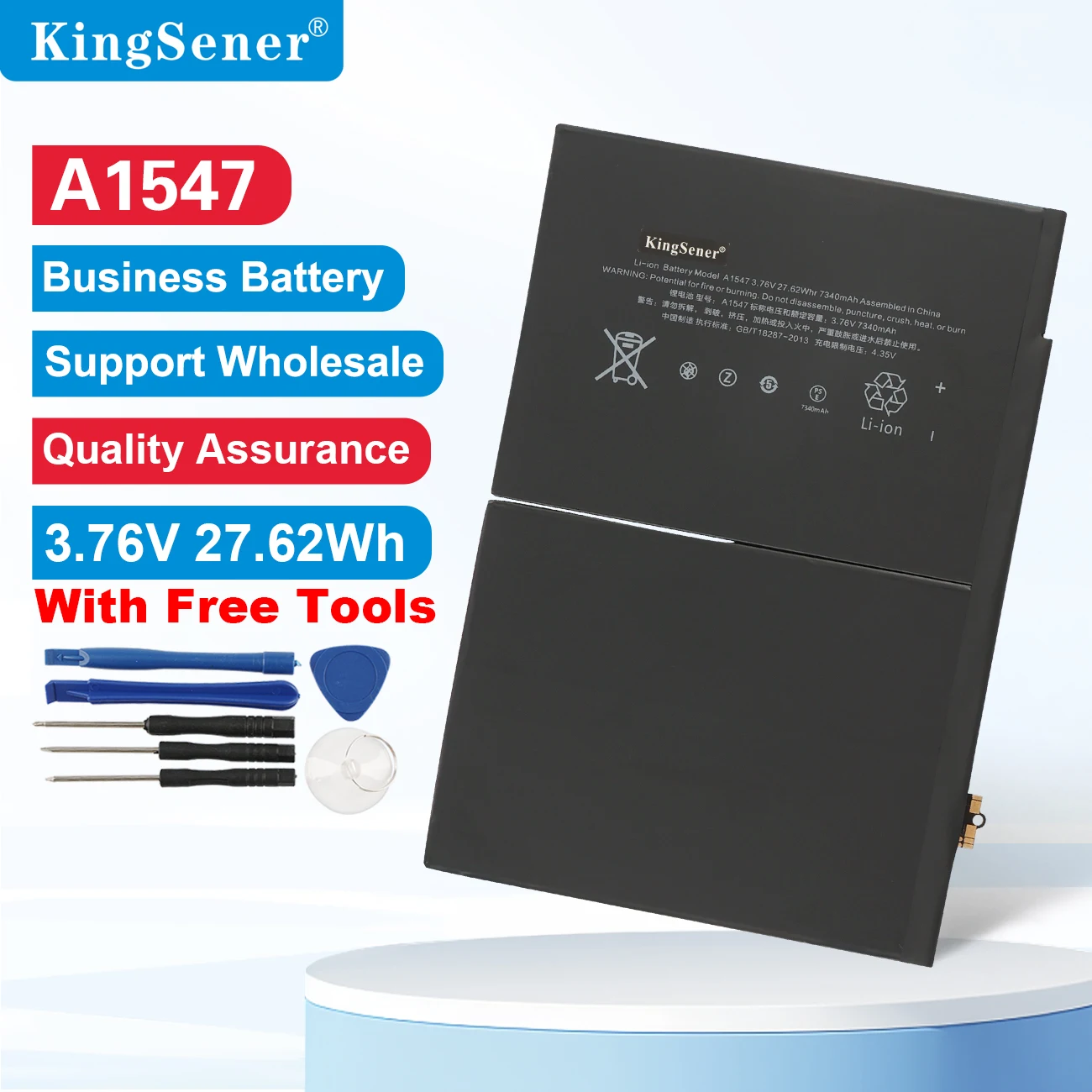 KingSener A1547 Replacement Battery for Apple iPad 6 Air 2 A1566 A1567 A1547 Tablet PC 3.76V 27.62WH 7340mAh Free Tools