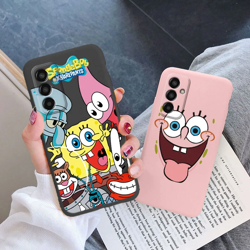 Funny Case For Samsung Galaxy M13 4G Phone Cover Cute S-Sponge-Bobs SquarePants Soft Back Funda For Samsung M 13 GalaxyM13 Coque