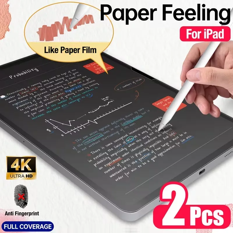 2Pcs Paper Feel Screen Protector For iPad Air series 8 7 6 5 4 3 2 1 iPad 2th 3th 4th 5th 6th 7th 8th 9th 10th 11th Soft Film