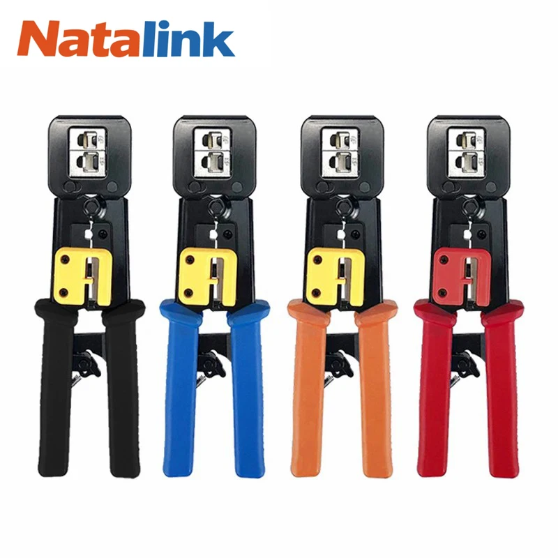 Natalink Modular RJ45 CRIMP TOOL สําหรับ Pass-Through Cat5e Cat6 ตัวเชื่อมต่อในตัวเครื่องตัดลวดและ Stripper