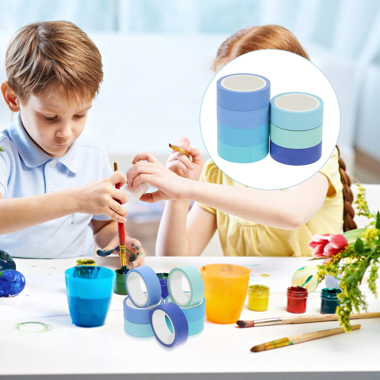 

7 Rolls Solid Color Washi Craft Supplies Decorative Masking Tape Set For Journals Planners Scrapbooking Projects Sticker