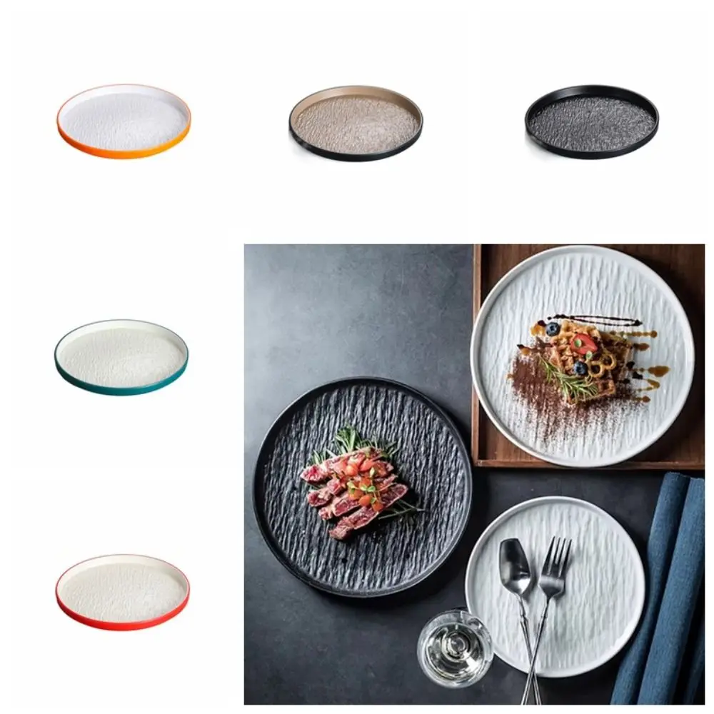 Simple Dessert Dishes Plate Stone Grain Round Melamine Thickened Heat-resistant Breakfast Convenient Kitchen Restaurant view 5