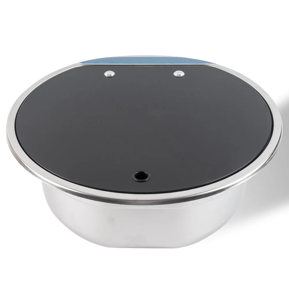 

Custom Round Stainless Steel Small Trailer RV Camper Van Kitchen Basin Sink With Cover