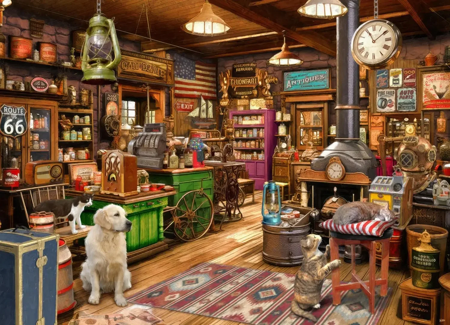 Vintage Antique Shop Wooden Jigsaw Puzzle 520 Pieces Study Room Wall Decor Kid Hobby Family Interactive Game Art Collection Gift