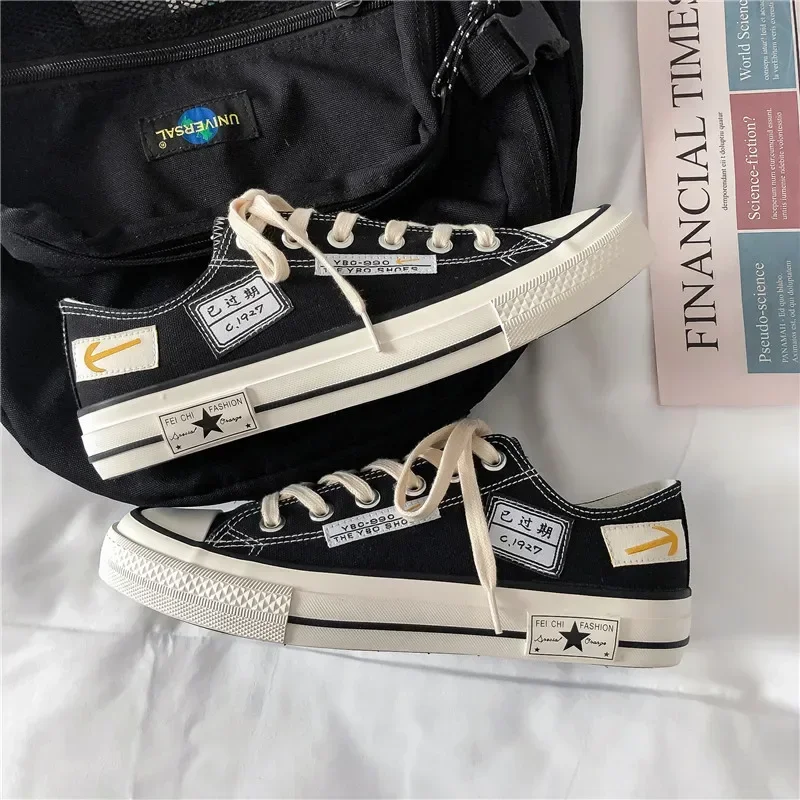 Mens Vulcanize Canvas Walking Shoes Spring Autumn Male Lace-up Patchwork Breathable High Top Footwear Outdoor Jogging Trainers
