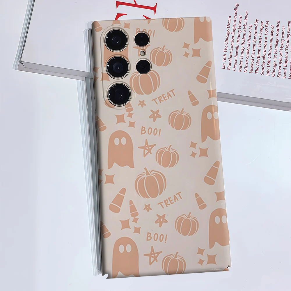 Ghost Pumpkin Phone Case for Samsung Galaxy S26 S25 S24 S23 Ultra Plus Luxury Double-layer anti-fall Back Cover