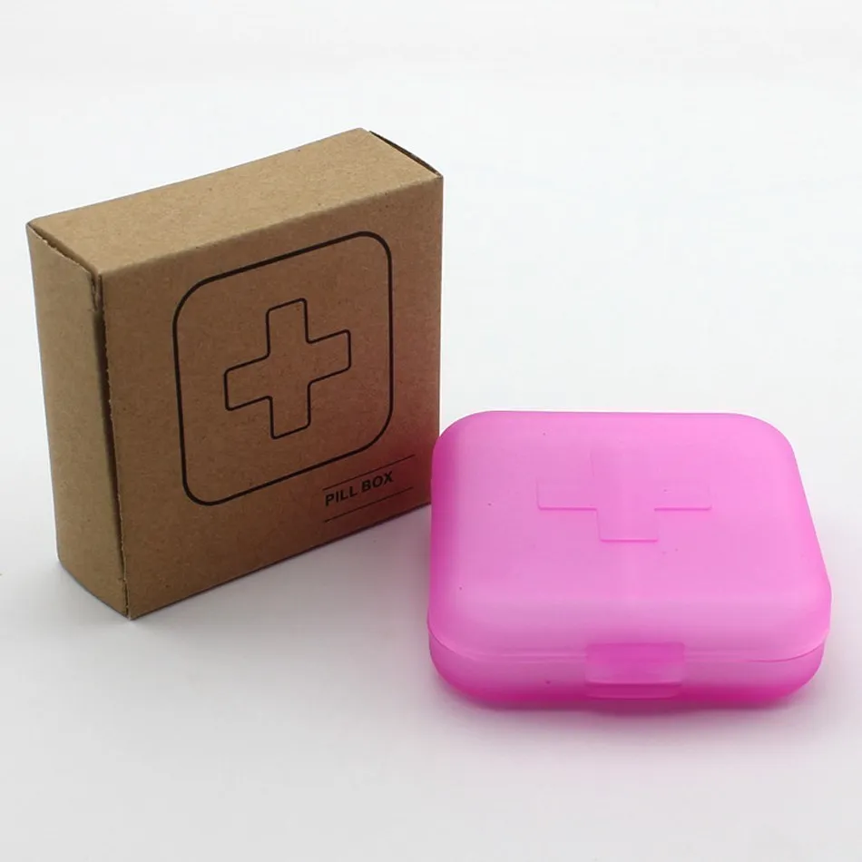 Square 4 Grids  Pill Box 5Colors Convenient Drug Placement Travel Medicine Placement Portable Tool