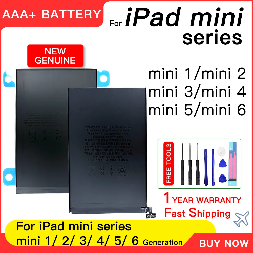 Replacement Battery For ipad Mini 1 2 3 4 5 6 A1432 A1454 A1455 A1489 A1490 A1538 A1550 A1546 A2133 A2124 A2567 A2568 A2569 Kits