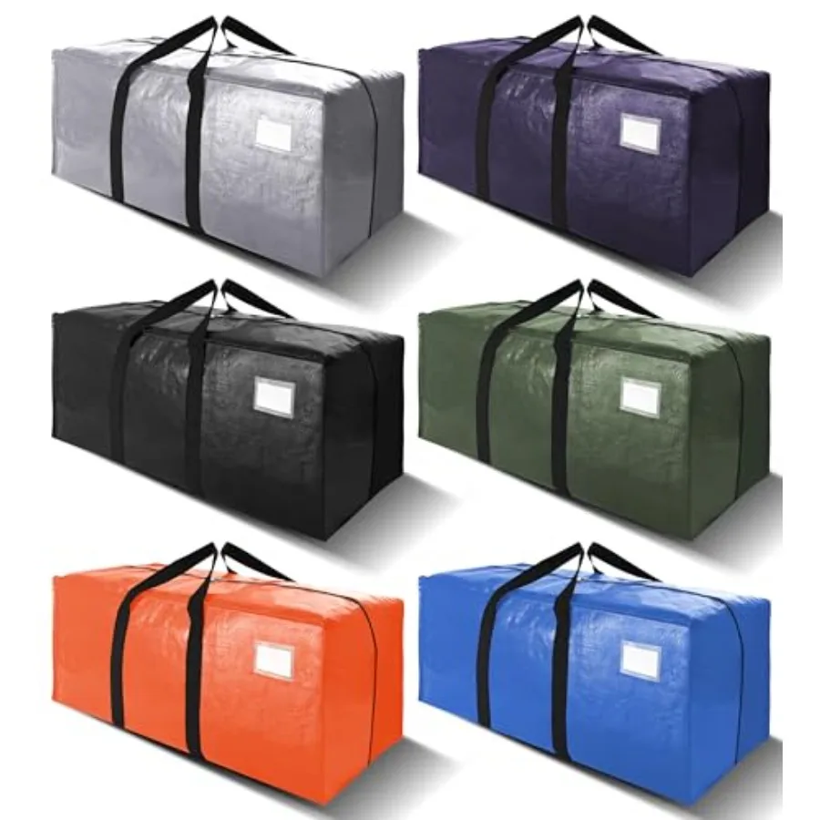 

Heavy Duty Extra Large Moving Bags W/Backpack Straps - Strong Handles and Zippers, Storage Totes For Space Saving, Fold Flat, A