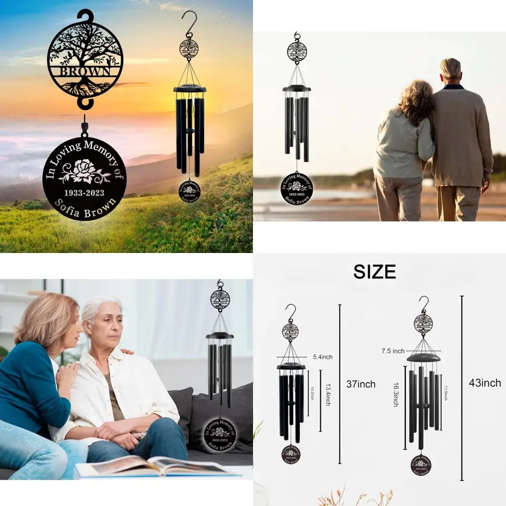 

Customized Memorial Wind Chimes, 37-Inch Outdoor Chimes Honoring Loved Ones, Personalized Sympathy Gifts for Loss of Mother