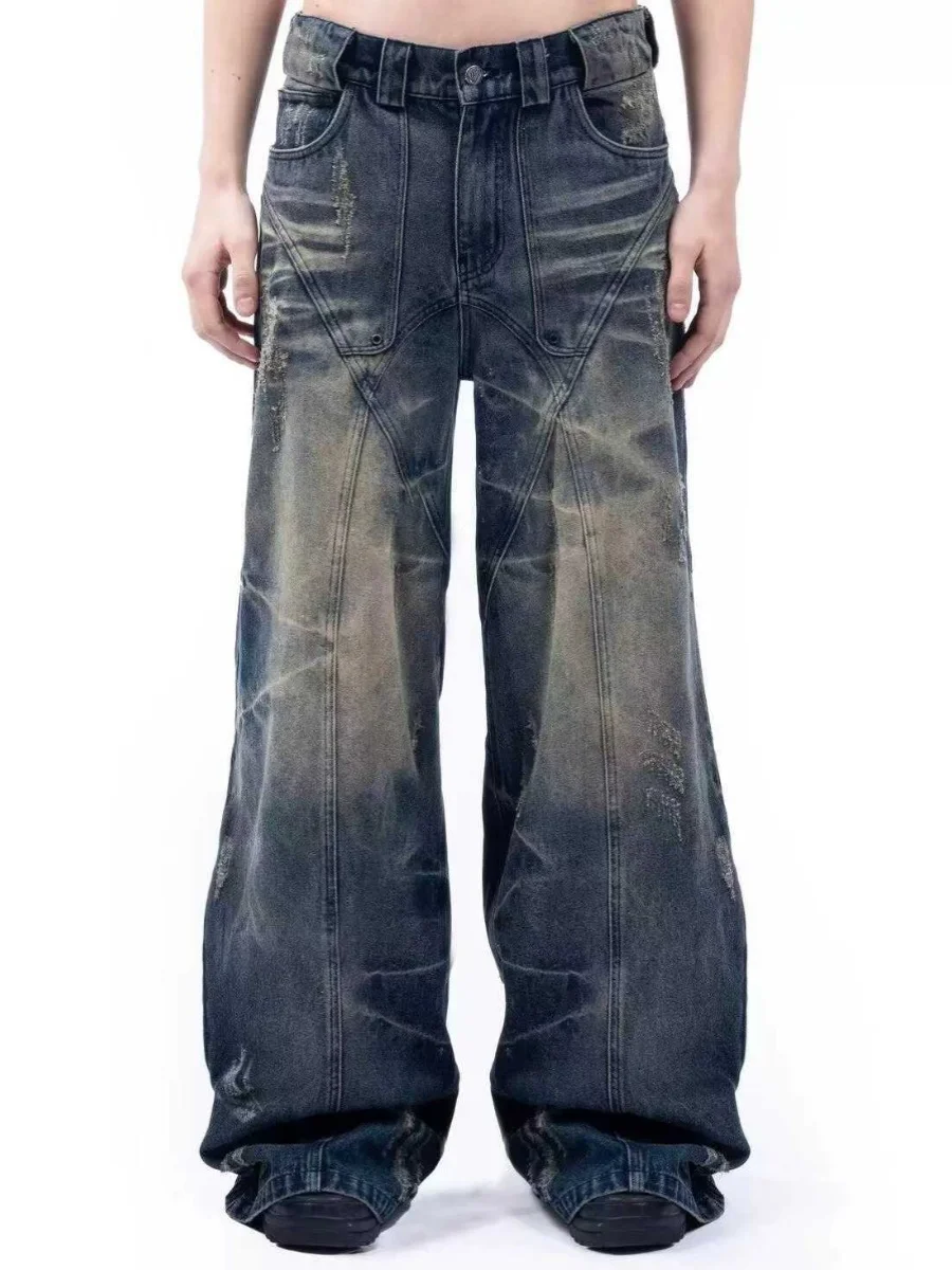 

Джинсы American Sle в винтажном стиле, свободного кроя, прямые, широкие штанины, с 3D-шейпингом, выцветшие, молодежные, длинные брюки