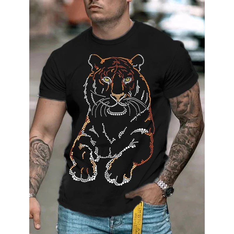 Mens Quality Oversized Fashion Summer Tee Tops Casual y2k clothes Rhinestone Designer Short Sleeve Street O-Neck Club t-shirts