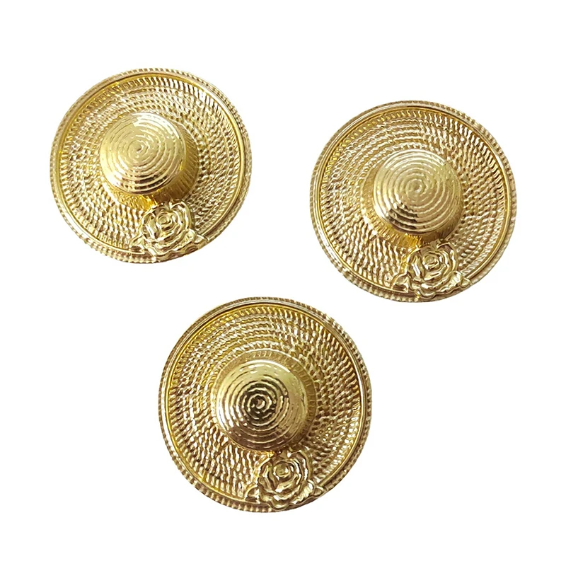 8PCS Solid Brass Gold Straw Hat Furniture Pulls Handles Drawer Knobs Cupboard Wardrobe Closet Dresser Cabinet Pulls Decorations