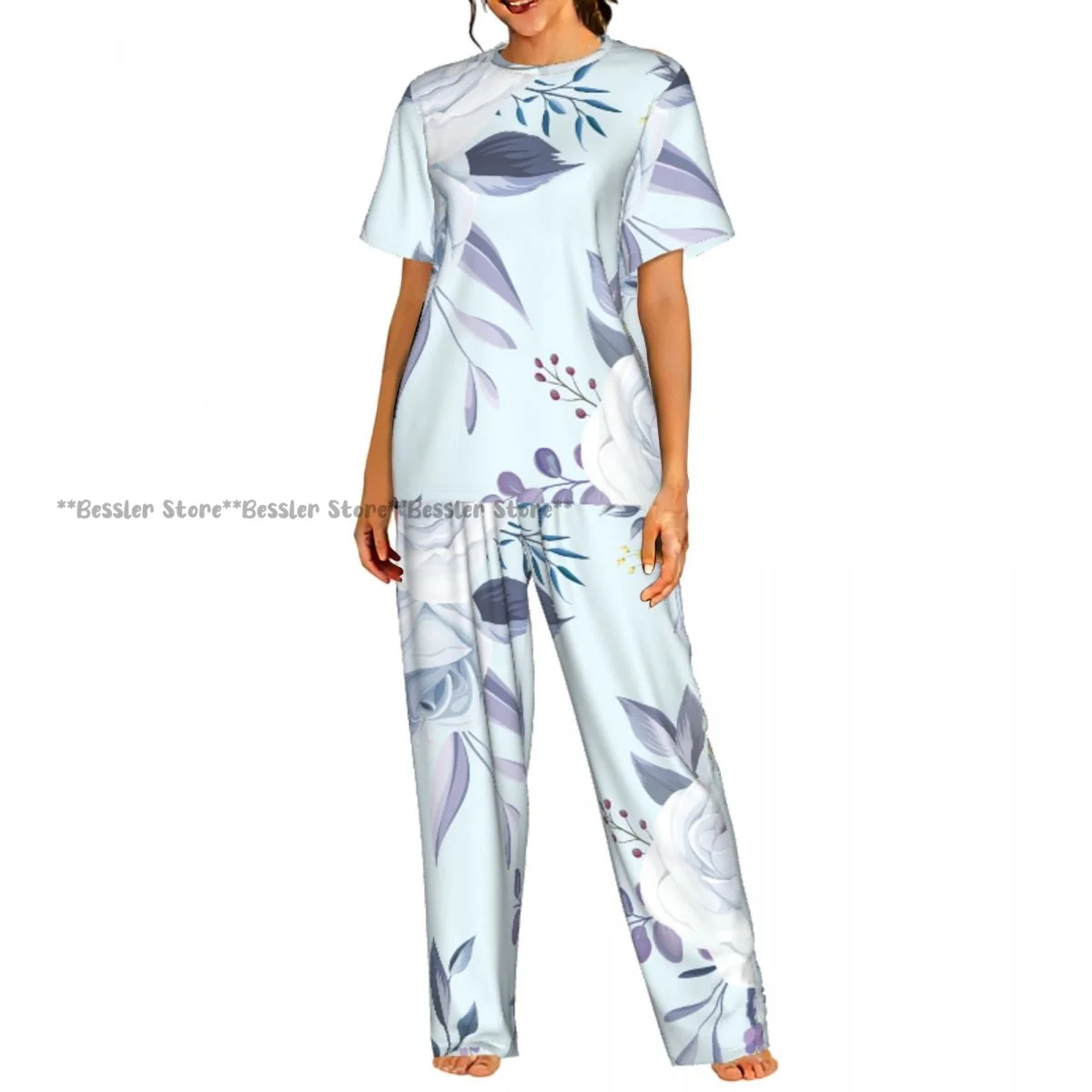 

Женские пижамные комплекты для дома и сна с цветочным узором, короткий рукав