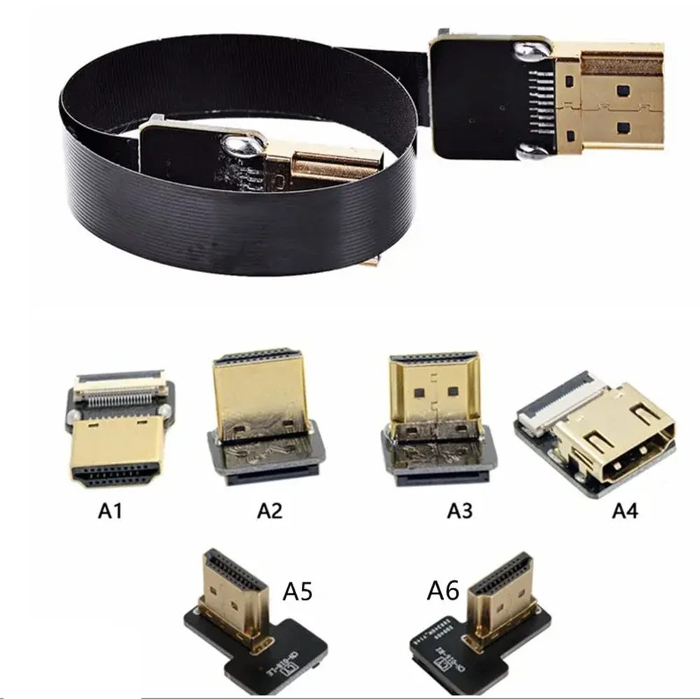 

FPV Micro Mini HDMI-совместимый 90-градусный разъем FPC Гибкий плоский ленточный кабель HD FFC Pitch 20pin для дрона Gopro DSLR Gimbal Kit