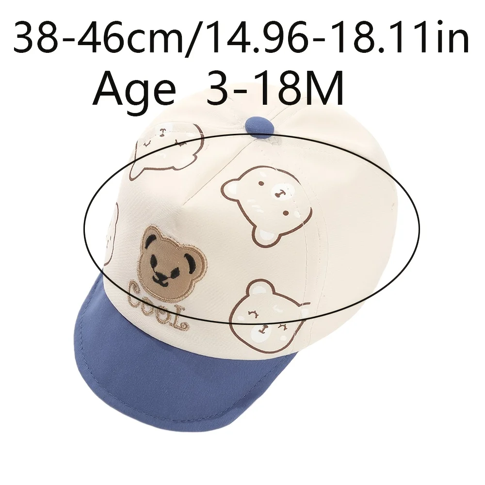 1 Baby Sun Hat  Adorable, Lightweight, Soft-Brimmed Baseball Cap for Infants & Toddlers Cute Cartoon Bear Design image 6