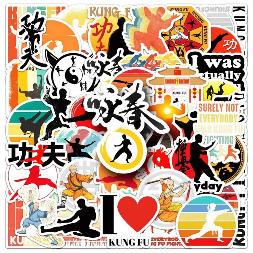 

50 шт. китайский кунг-фу тхэквондо движение наклейка DIY сноуборд ноутбук Чемодан мультфильм граффити наклейки наклейка