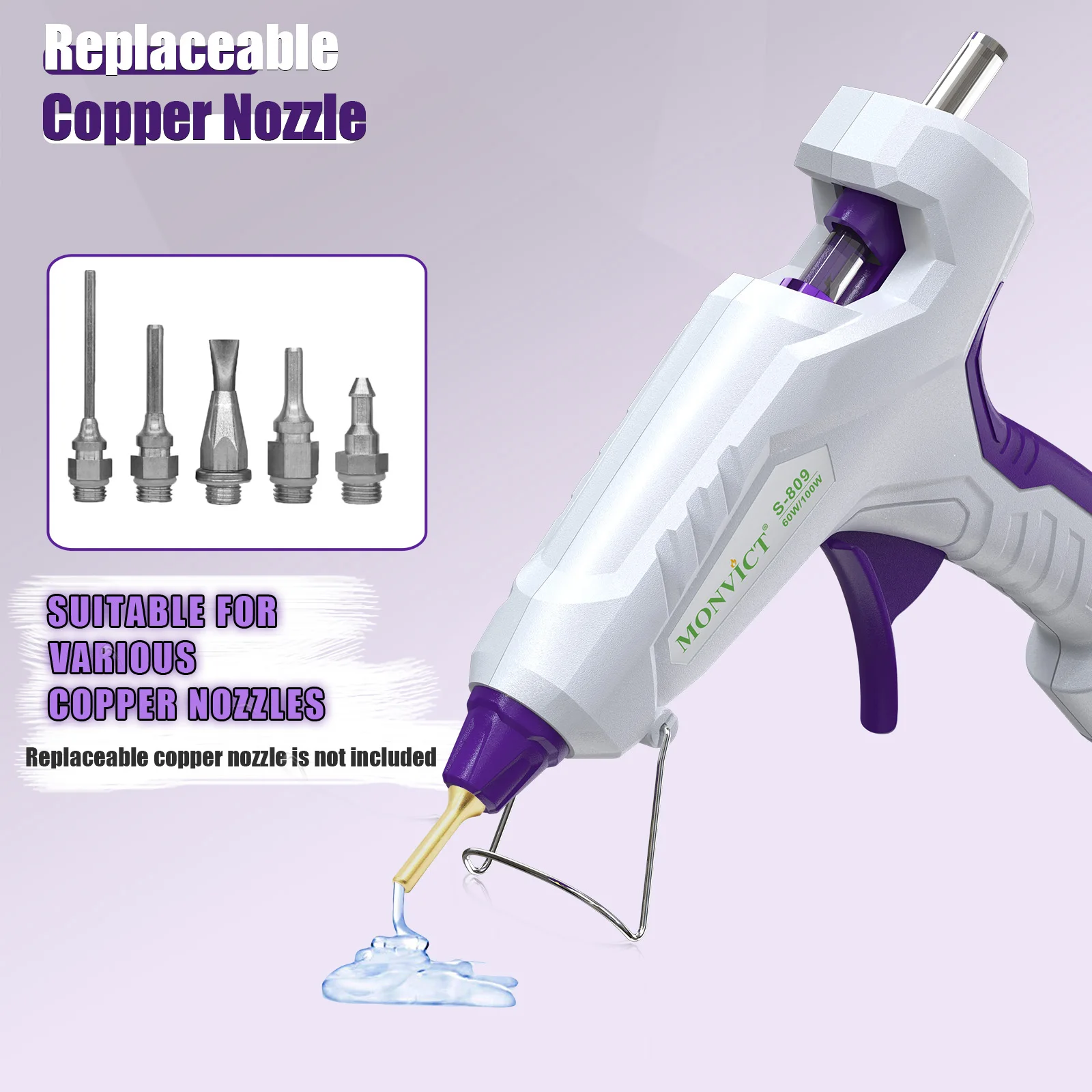 60/100W Hot Glue Gun, Full Size Dual Power Glue Gun Base Stand Kit with 15 Pcs 11x150 mm Glue Sticks and 3 Finger Protectors