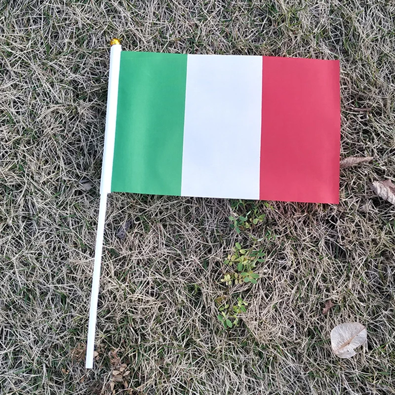 Aerlxemrbrae Custom Hand Flag 50pcs/lot 14*21cm Promotion Small Italy Hand Flag Waving National Flag