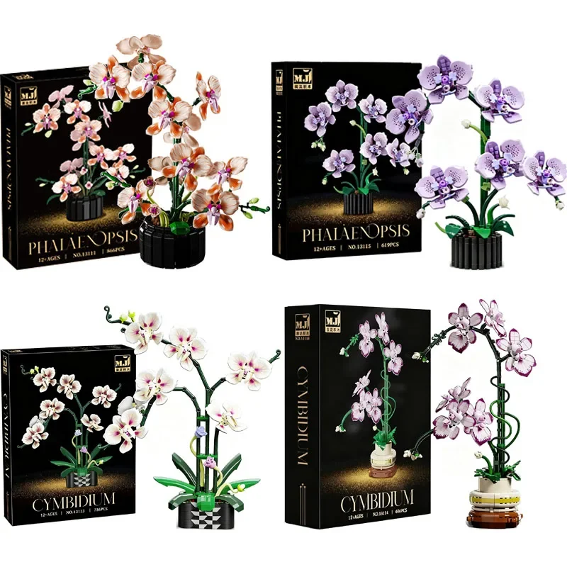 

16 styles Various Simulation Home Flowers Series Building Blocks Home Desk DIY Plant Decoration Valentine's Girl Holiday Gifts