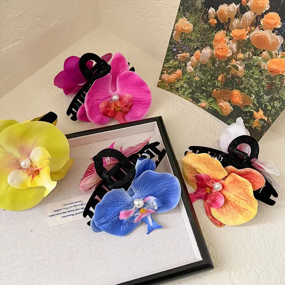 

Cloth Flower Hair Claw Butterfly Orchid Bohemia Barrettes Large Shark Clip Shark Clip Korean Style Headwear Orchid Hair Clip