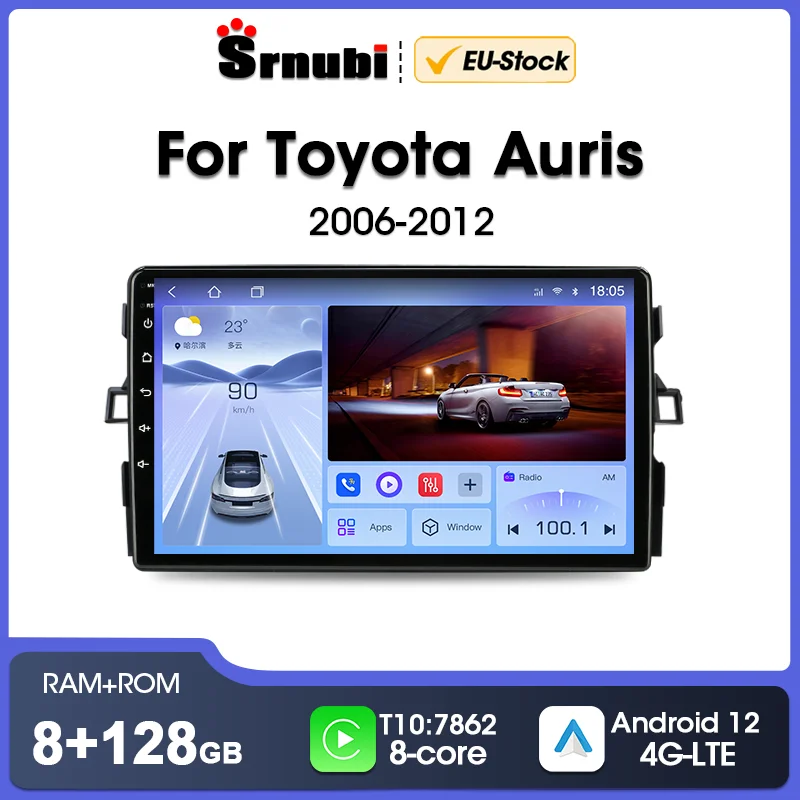 Srnubi Android 12 Car Radio for Toyota Auris E150 2006-2012 Multimedia Video Player 2Din Navigation 4G WIFI Carplay Auto Stereo