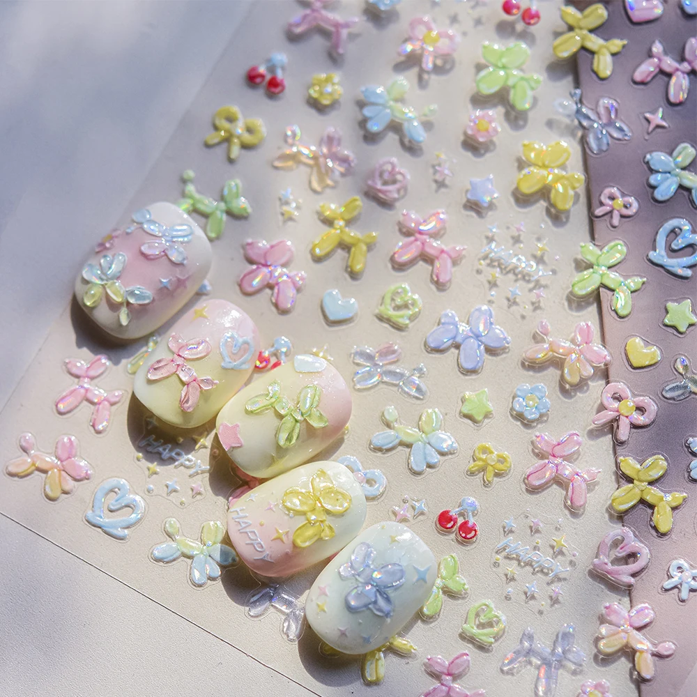 

1pc 5D Jelly Lovely Cat Dog Puppy Bone Nail Art Stickers Bowknot Heart Graffiti Self Adhesive Cute Cartoon Manicure Decals DIY