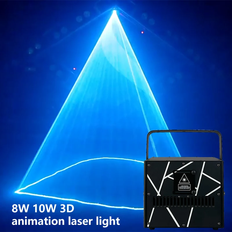 Scanner de faisceau d'animation 3D 8W10W15w, lumière laser RGB, projecteur de scène ILDA DMX, Dj, performance de fête disco, lumière de scène de mariage