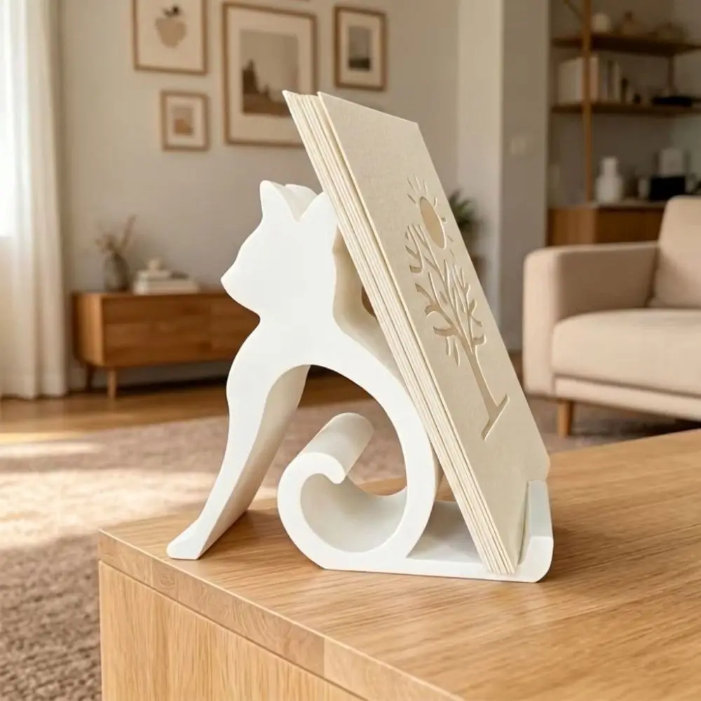 3D Printed Cute Kitten Phone Stand Lovely Cat Shaped Desk Card Display Rack Anti-slip Plastic Desktop Tablet Holder Desk Use