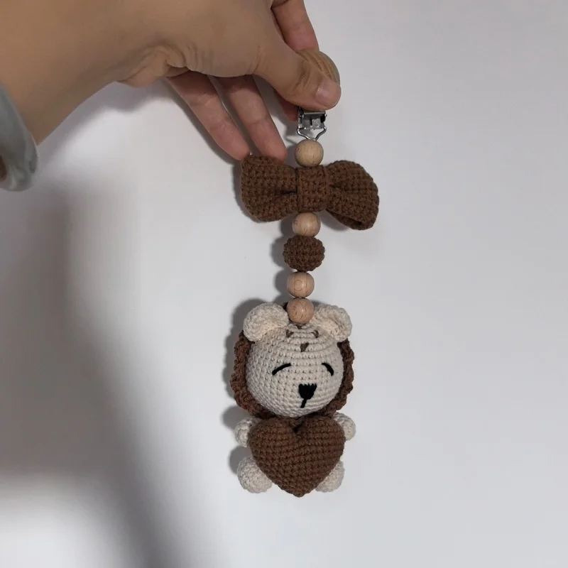 Nieuwe Schattige Bunny Leeuw Kinderwagen Clip Fopspeen Clip Ketting Gehaakte Kralen Armband Kinderwagen Clip Baby Rammelaar Hout Bijtring