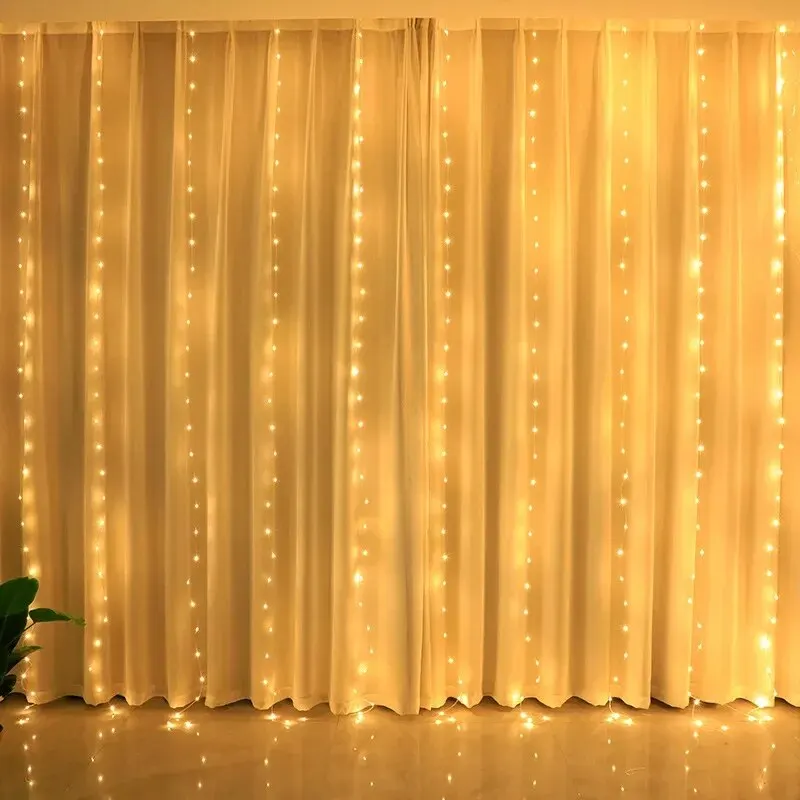 RGB 3x1m Curtain LED Light Christmas Decoration Holiday Home Bedroom Wedding Fairy Garland Lamp USB Plug With Remote