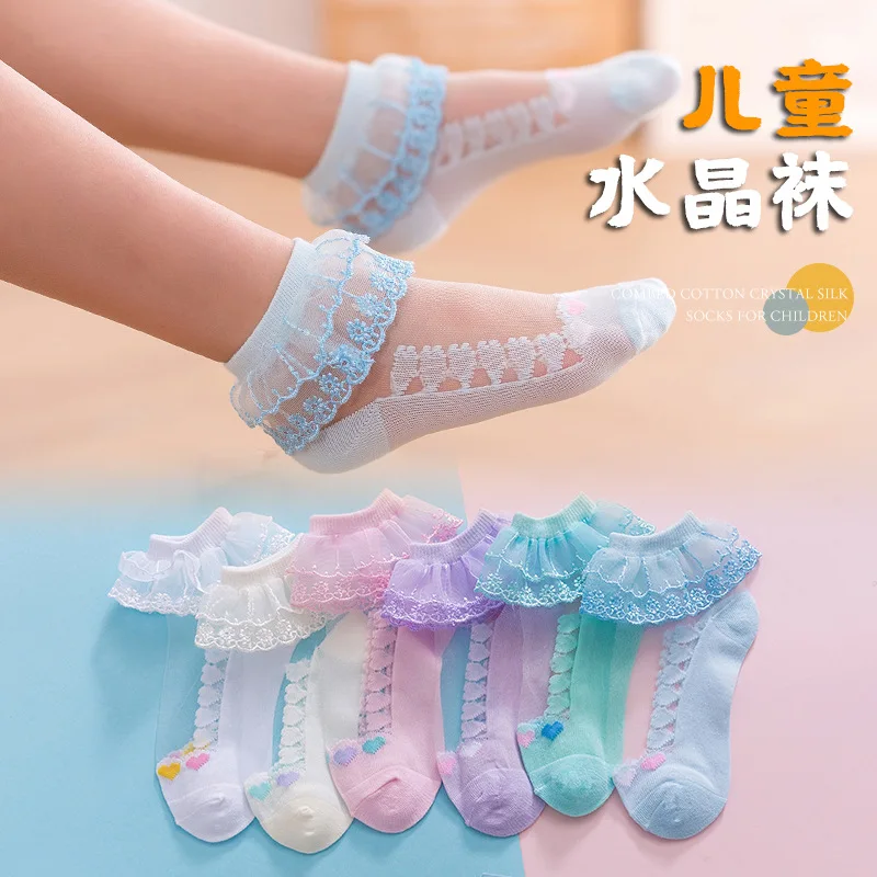 1 Pair Soild Color Thin Lace Mesh Socks for Baby Children Girls Summer Dresses Paired with Princess Socks Baby Clothing