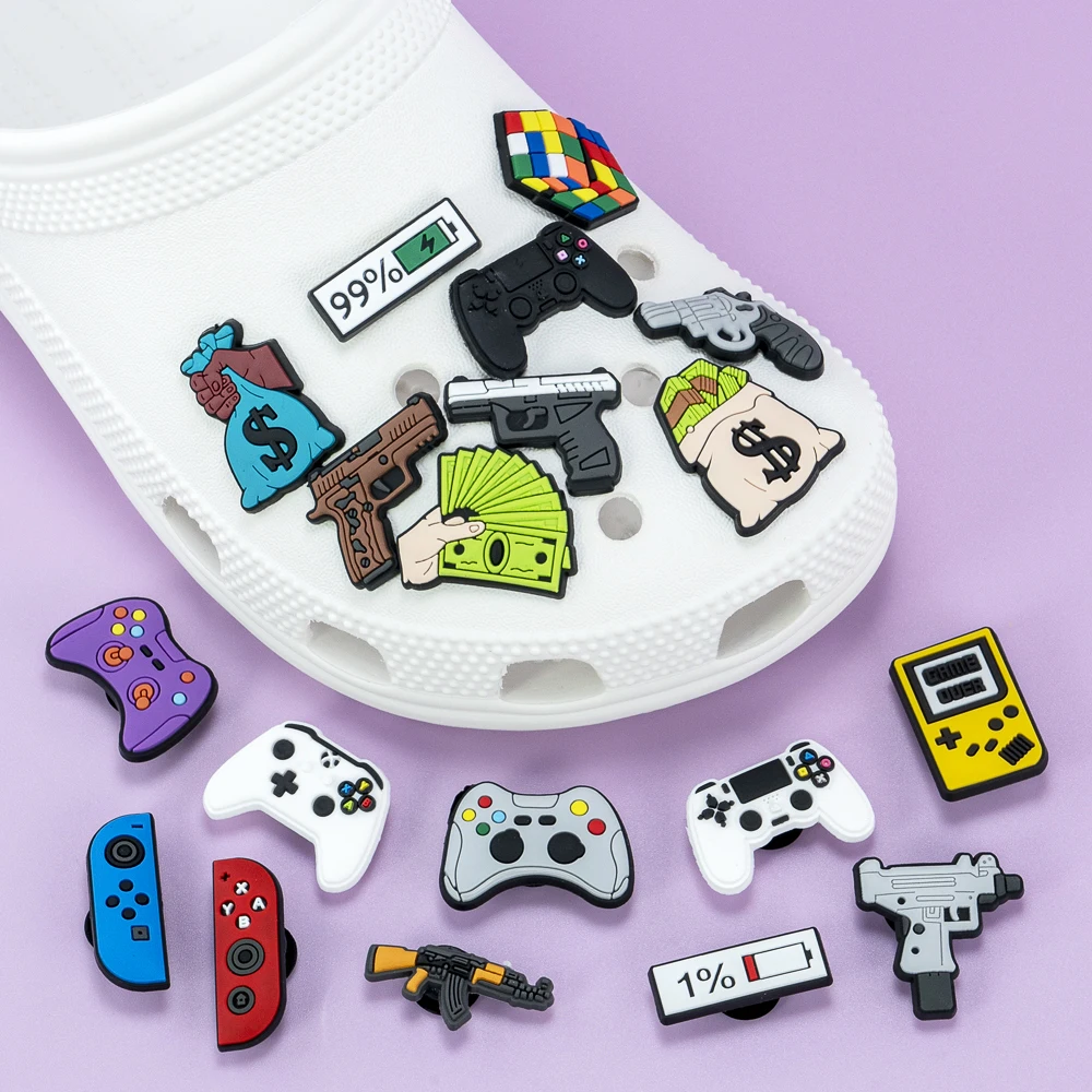 1pcs Gamepad Shoe Charms Accessories Sneakers Shoe Decorations Pins for Clog Woman Men Gun Dollars Clips Jeans Dropshipping