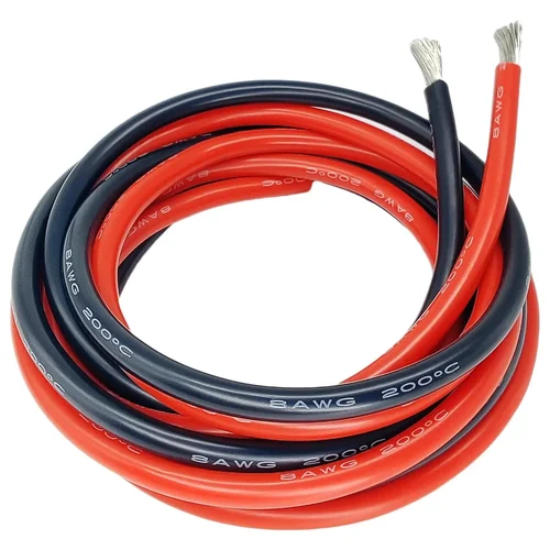 Cable de silicona para Panel Solar, Cable eléctrico resistente al calor, rojo y negro, 24 22 20 18 16 14 12 10 8 6 4 awg calibre para batería de coche