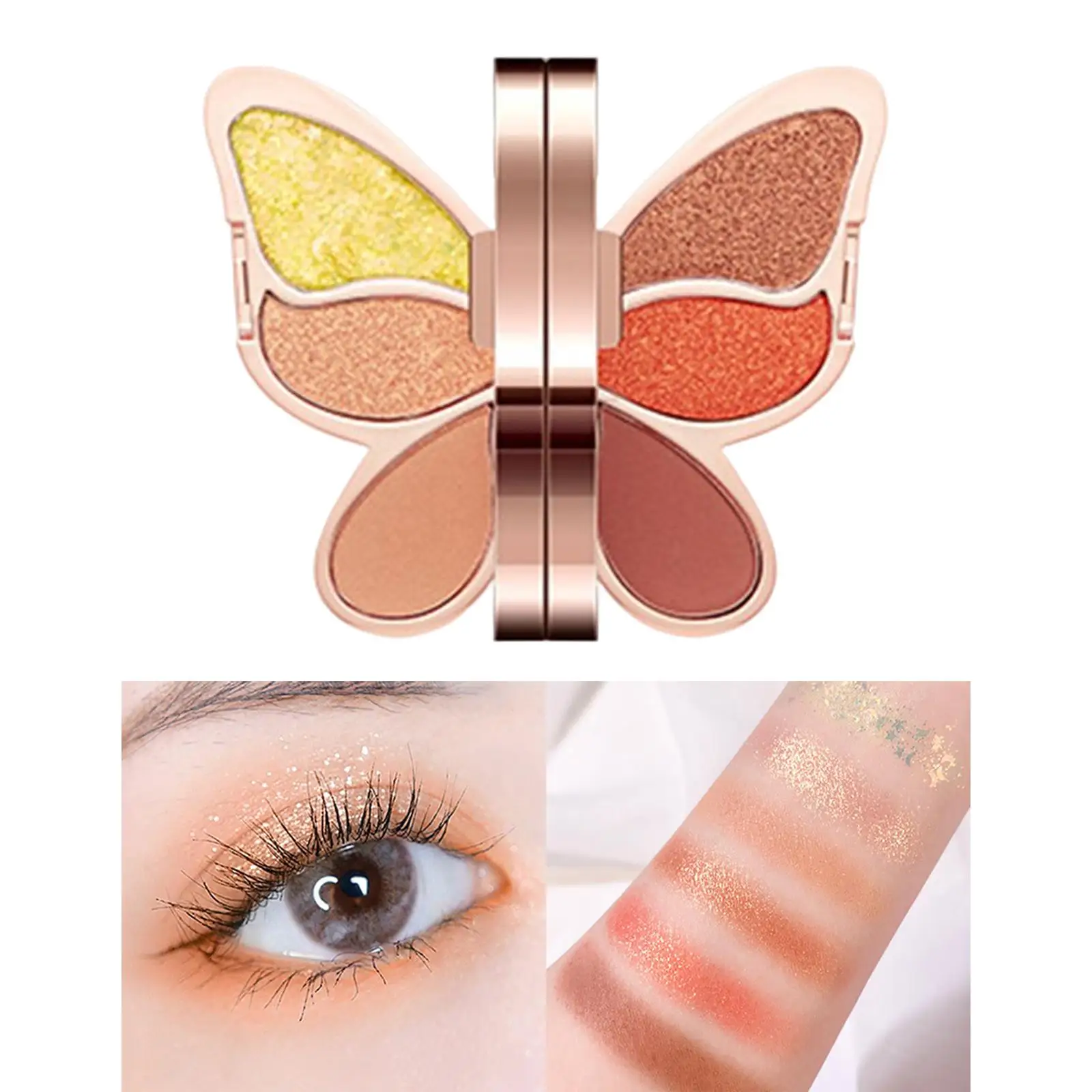 Portable 6 Color Butterfly Eyeshadow Palette Shimmer Matte for Mother Wife