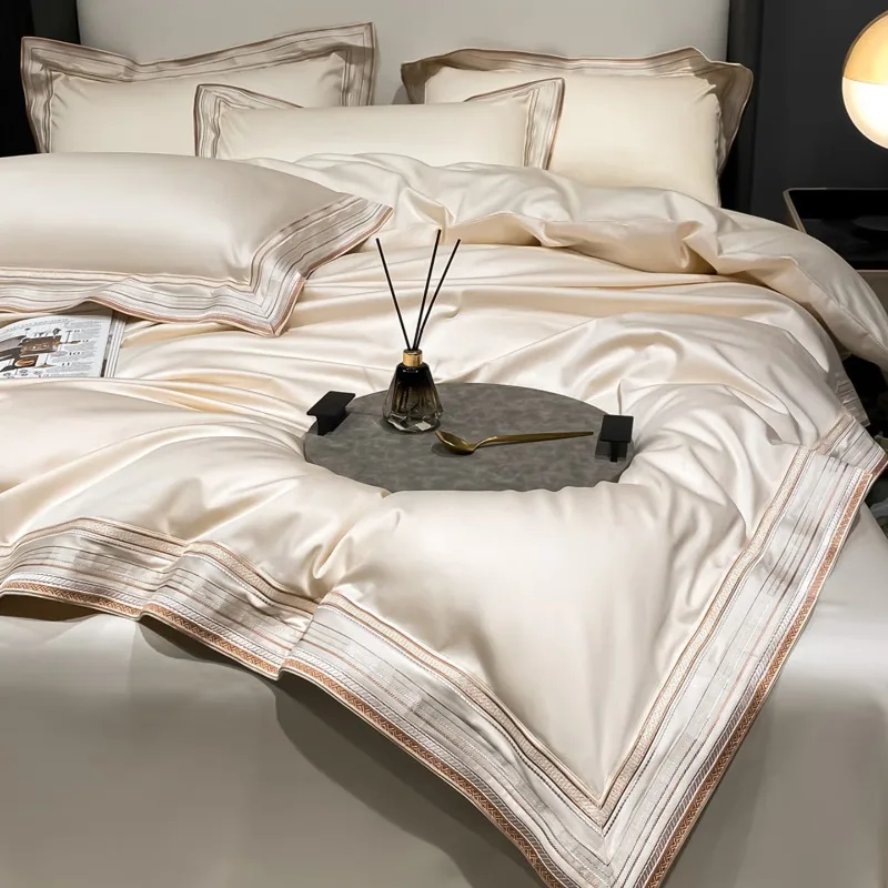 

Four-piece set of pure cotton on the bed, cotton spring and autumn quilt cover, bed sheet, high-grade light luxury bedding