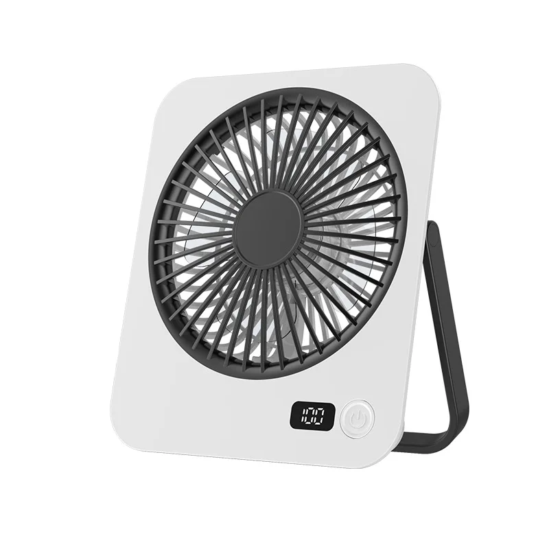Bureauventilator, draagbare USB-oplaadbare ventilator, 180 °   Kantelbare opvouwbare persoonlijke ventilator met vermogensdisplay, 5 snelheden Ultrastille tafelventilator