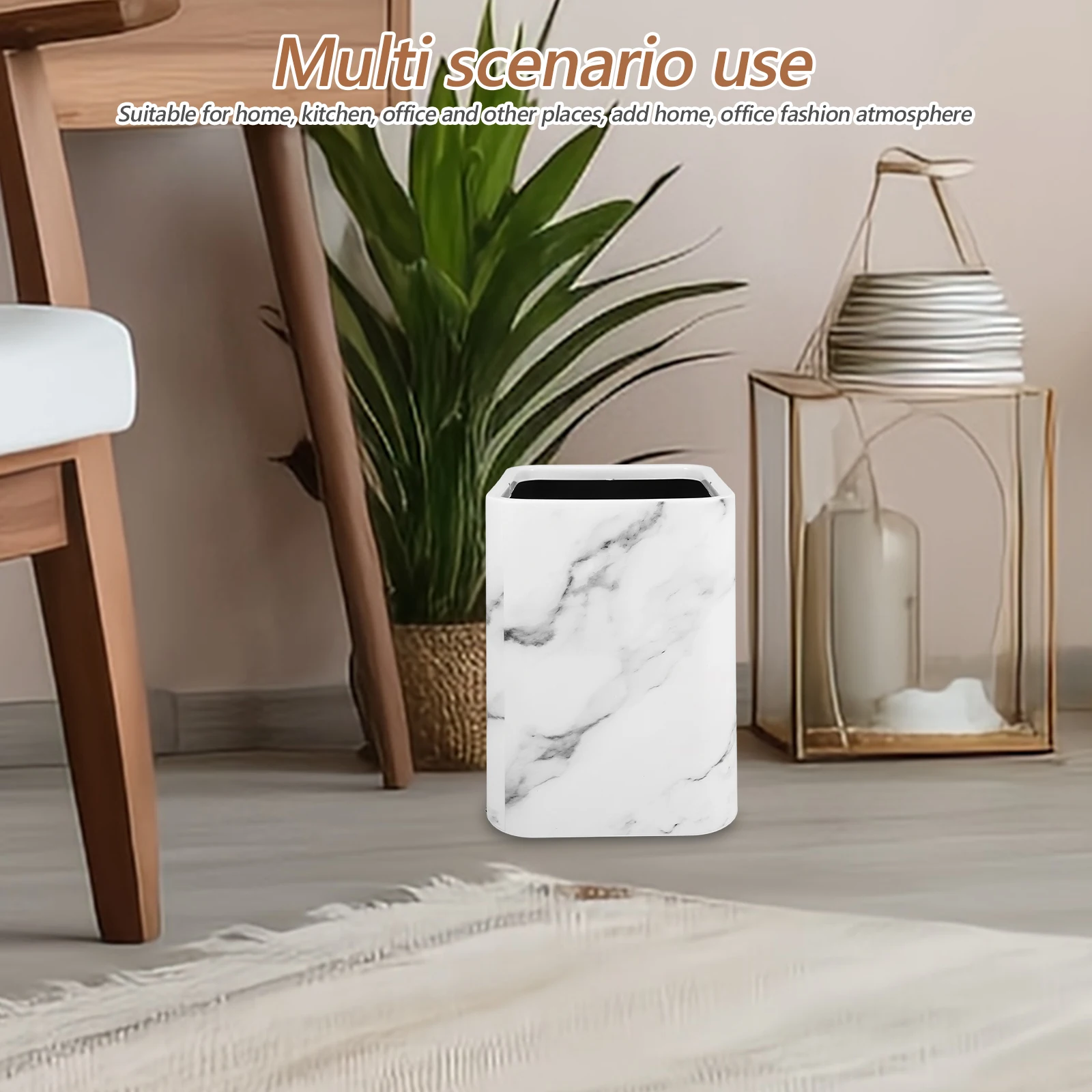 

Marble Pattern Waste Basket Double Layer Modern Trash Can Bathroom Kitchen Office Garbage Bin Bathroom Trashcan