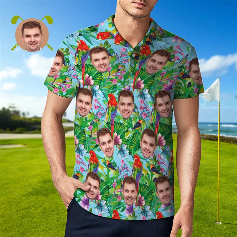 Funny Unisex Polo T Shirt Custom 3d Photo Print Button Vacation Shirt Short Sleeve Sleeve Designer Shirts Clothes Golf Polo