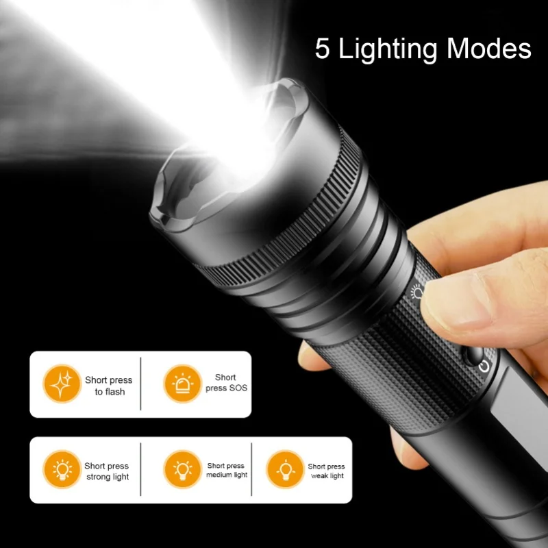 LED Flashlight Camera 1080P IP66 Waterproof 5 Lighting Modes Flashlight Video Recorder With Compass For Helmet Bike