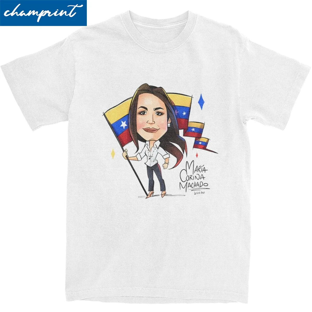 2024 Venezuela Maria Corina Machado Long T-Shirts Vintage Pure Cotton Tees Round Neck Short Sleeve T Shirts Classic Clothing