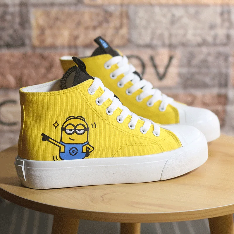 Anime Minions Canvas Shoes Cartoon Cute Boys Girls Fashion Printed High Top Sneakers Kawaii Summer Comfortable Breathable Shoes