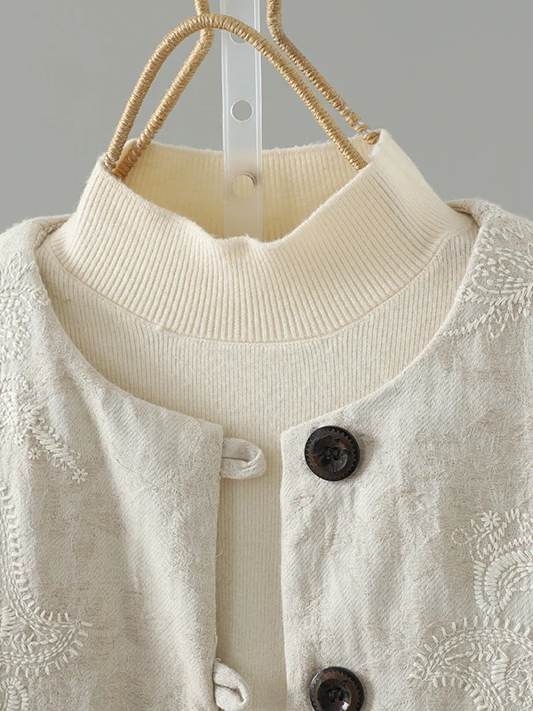 Retro Chinese Embroidered Cotton Jaet Women's Winter Thiened Slim Fit round Ne down Jaet Lightweight Comfortable