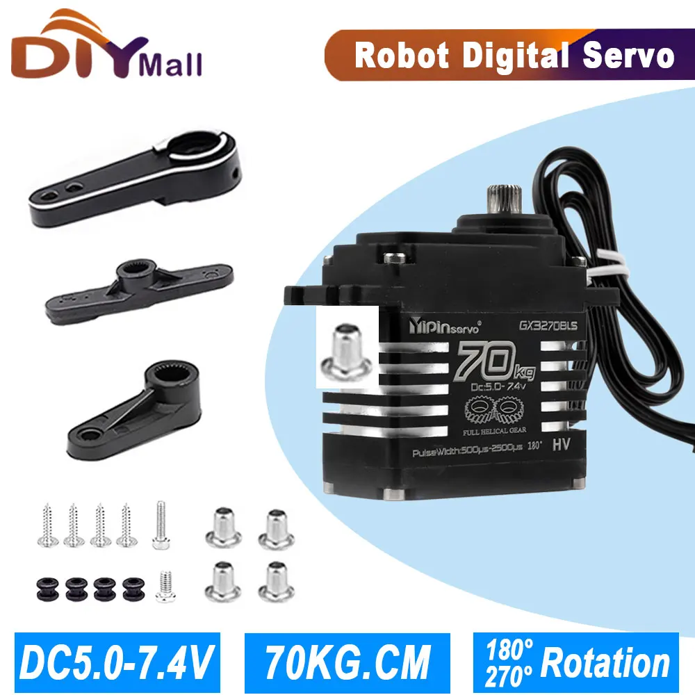 Servos numériques de 70kg, Induct magnétique à grand couple, moteur sans balais 8.4v, engrenage hélicoïdal en acier IP68 pour Robot de voiture RC à distance 1/8 1/10