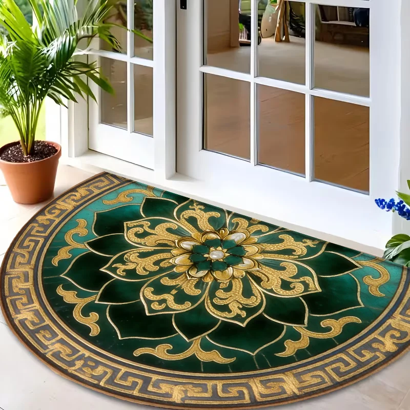 Elegant Circular Medallion Font Print Round Entrance Carpet Commercial Welcome Doormat For Office Store Dance Studio