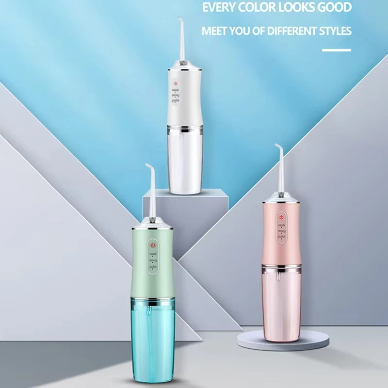 Irrigador bucal de 220ML, hilo dental recargable por USB, irrigador dental portátil resistente al agua, limpiador de dientes