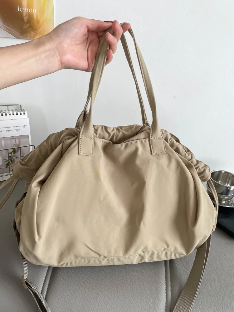 Spring 2026 Women's Casual Tote Bag Single Shoulder Canvas Bag Commuter Drawstring Closure Versatile Handbag Soft Polyester L...